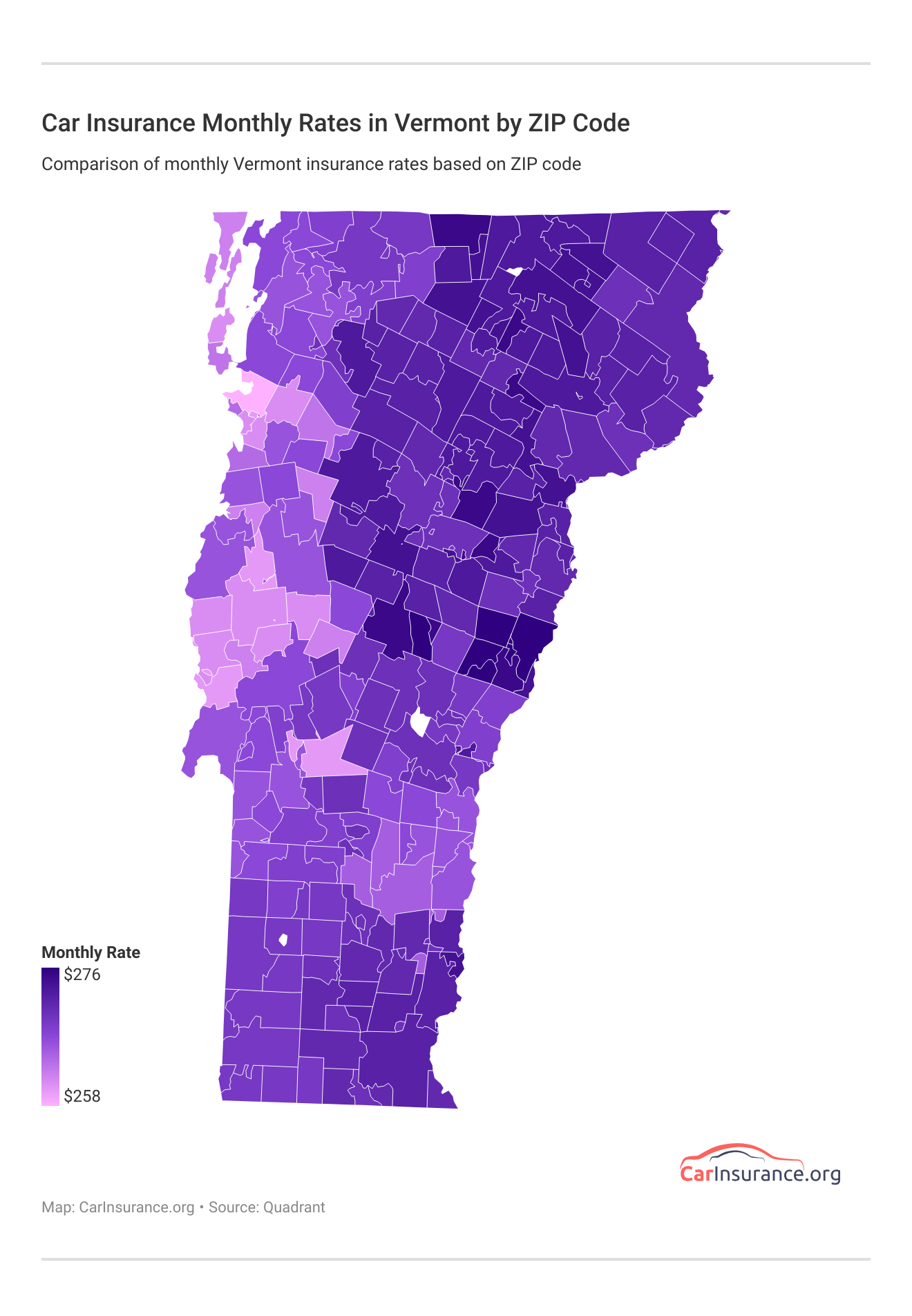 Car Insurance Monthly Rates in Vermont by ZIP Code Car Insurance Monthly Rates in Vermont by ZIP Code