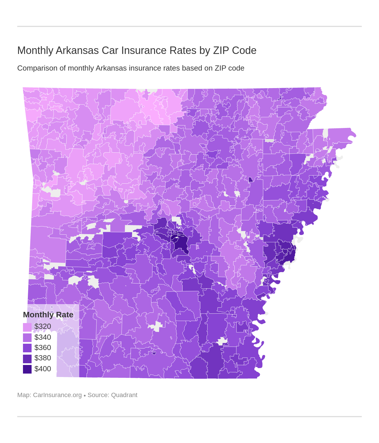 Monthly Arkansas Car Insurance Rates by ZIP Code Monthly Arkansas Car Insurance Rates by ZIP Code