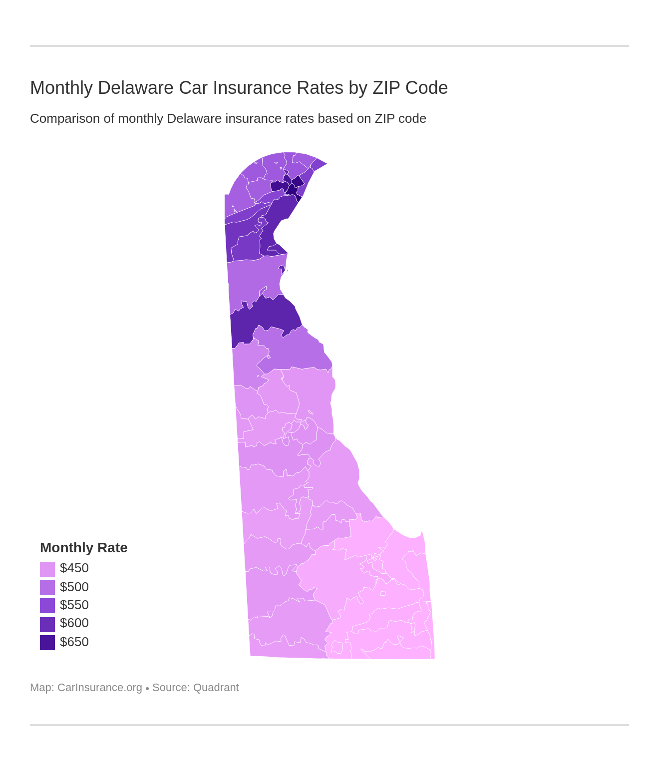 Monthly Delaware Car Insurance Rates by ZIP Code Monthly Delaware Car Insurance Rates by ZIP Code