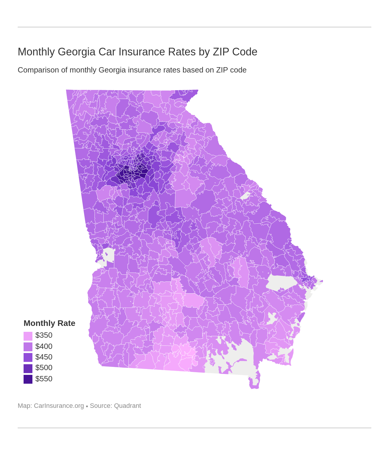 Monthly Georgia Car Insurance Rates by ZIP Code Monthly Georgia Car Insurance Rates by ZIP Code