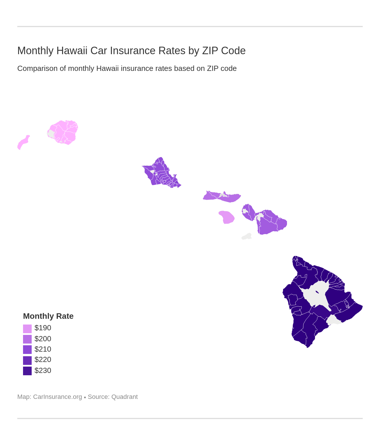 Monthly Hawaii Car Insurance Rates by ZIP Code Monthly Hawaii Car Insurance Rates by ZIP Code