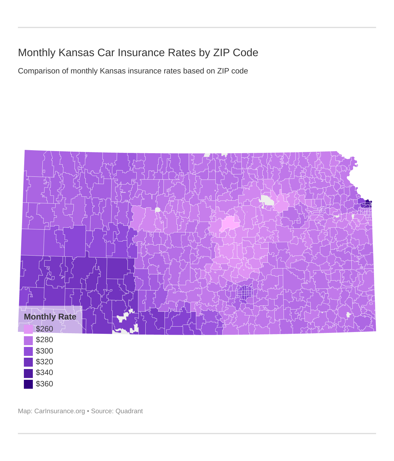 Monthly Kansas Car Insurance Rates by ZIP Code Monthly Kansas Car Insurance Rates by ZIP Code