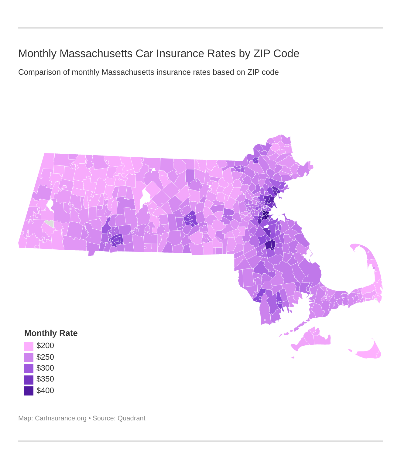 Monthly Massachusetts Car Insurance Rates by ZIP Code Monthly Massachusetts Car Insurance Rates by ZIP Code
