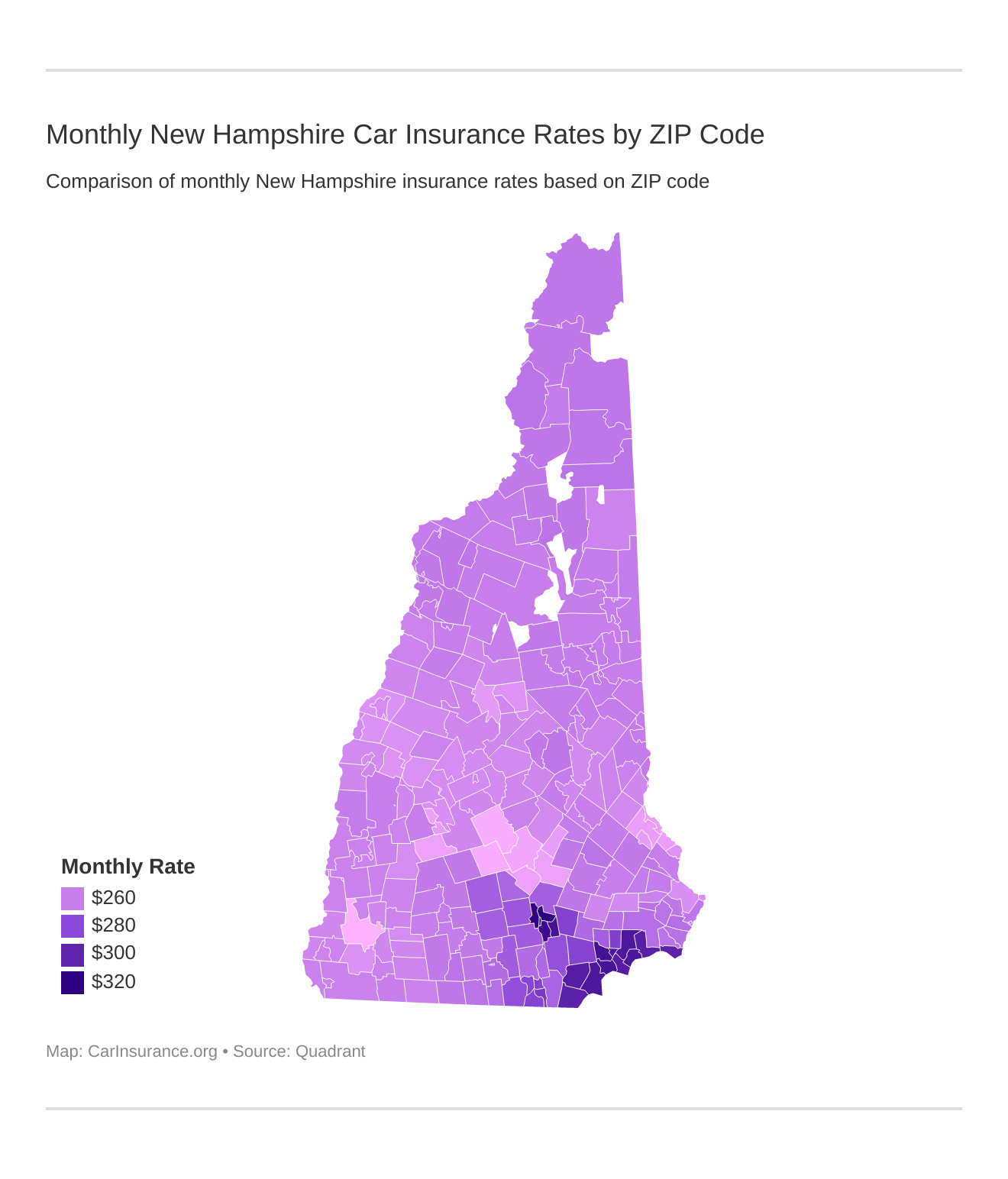 Monthly New Hampshire Car Insurance Rates by ZIP Code Monthly New Hampshire Car Insurance Rates by ZIP Code