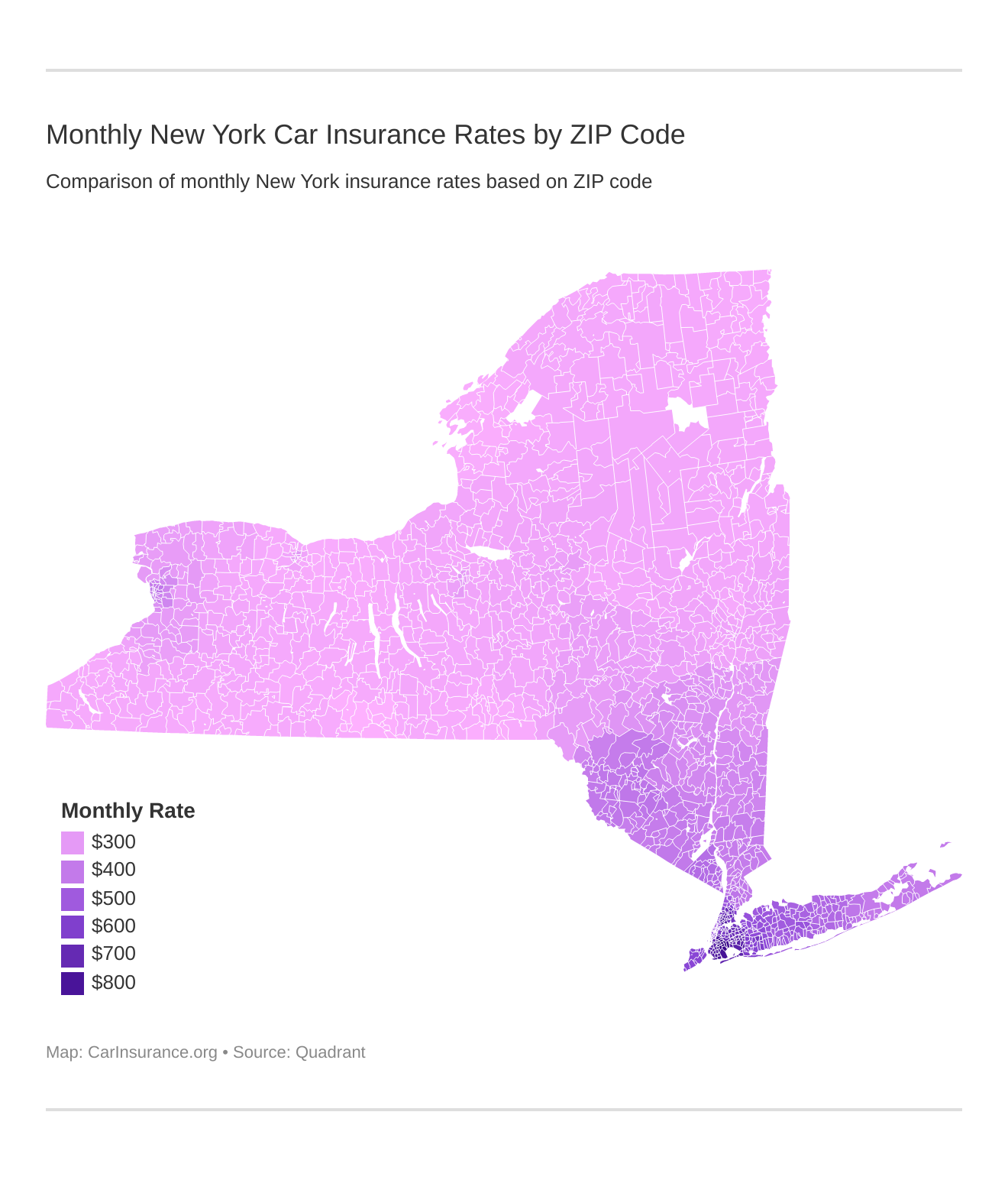 Monthly New York Car Insurance Rates by ZIP Code Monthly New York Car Insurance Rates by ZIP Code