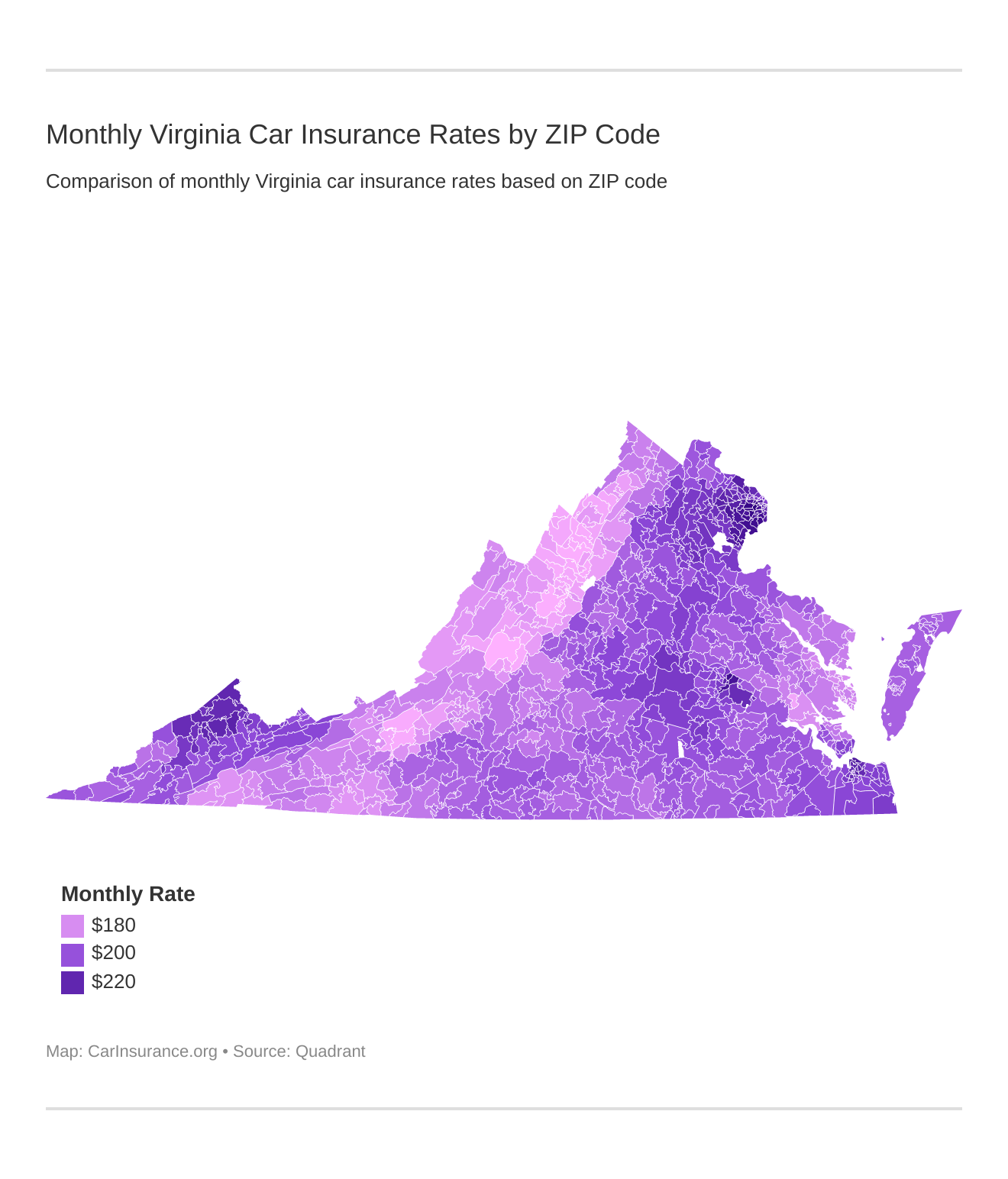 Monthly Virginia Car Insurance Rates by ZIP Code Monthly Virginia Car Insurance Rates by ZIP Code