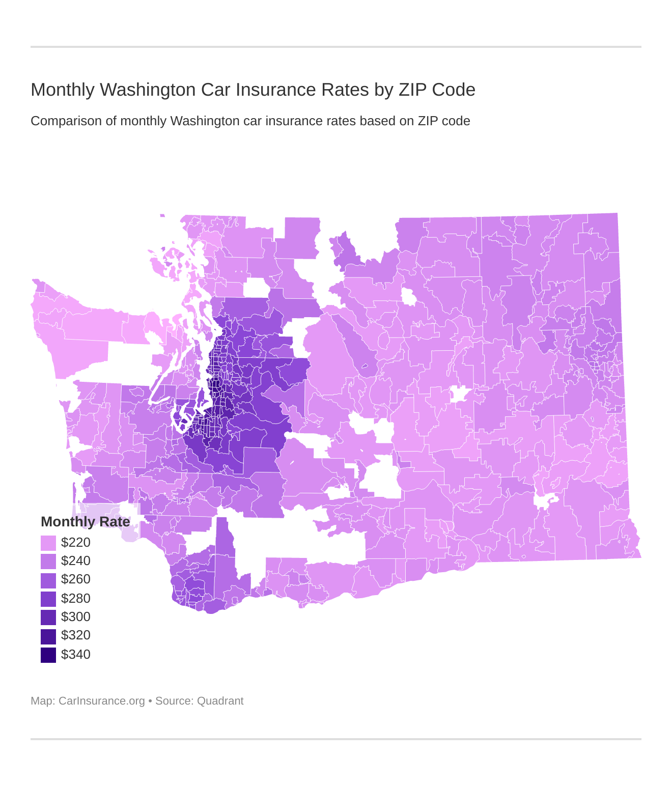 Monthly Washington Car Insurance Rates by ZIP Code Monthly Washington Car Insurance Rates by ZIP Code