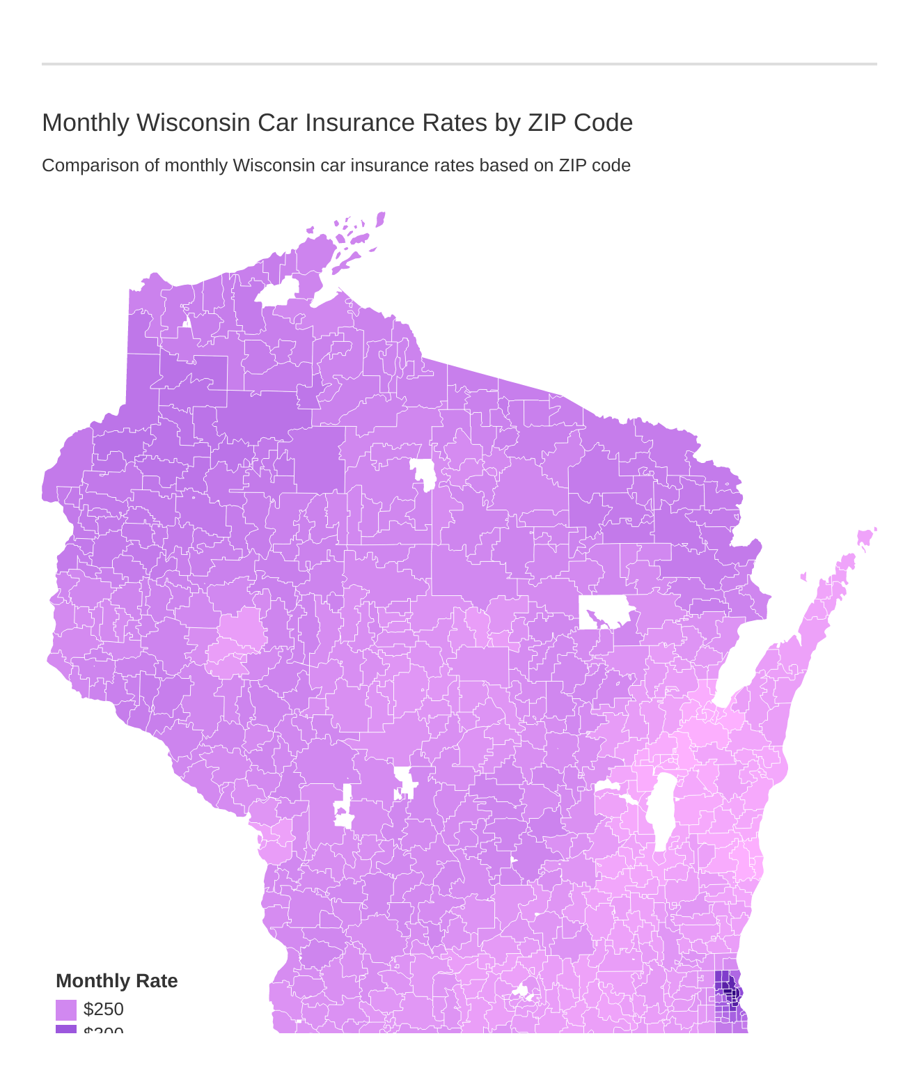 Monthly Wisconsin Car Insurance Rates by ZIP Code Monthly Wisconsin Car Insurance Rates by ZIP Code